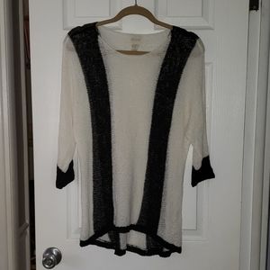 Chicos sheer black and white high low sweater tuni